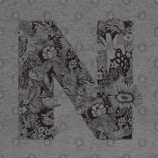 Floral Letter N by HayleyLaurenDesign